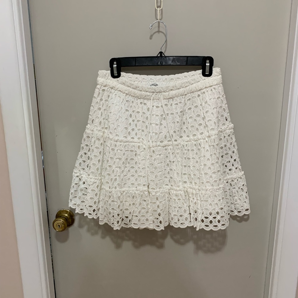 Zara White Mini Skirt Tiered Ruffled